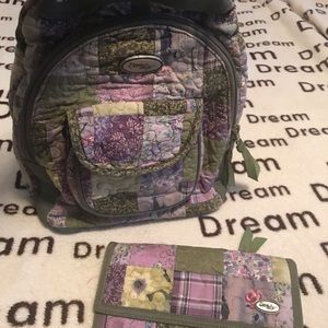 Mini quilted backpack with matching wallet
